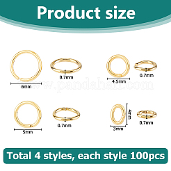 400Pcs 4 Styles Brass Open Jump Rings&nbsp;KK-HS0015-12