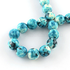 Dyed Natural Ocean White Jade Round Bead Strands&nbsp;G-R295-4mm-04