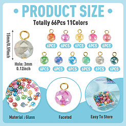 66Pcs 11 Colors Electroplate Imitation Jade Glass Charms&nbsp;PALLOY-TAC0312