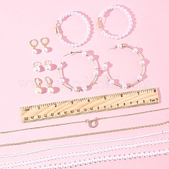 Plastic Imitation Pearl & Shell Pearl Earrings&nbsp;SJEW-FS0001-02