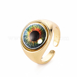 Brass Glass Cuff Rings&nbsp;RJEW-S045-126-NR