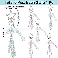 6Pcs 6 Styles Teardrop Acrylic & Glass Pendant Decoration&nbsp;HJEW-SC00144