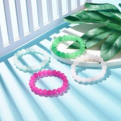 10MM Imitation Jade Glass Round Beads Stretch Bracelet for Women&nbsp;BJEW-JB07422