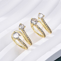 Brass Micro Pave Clear Cubic Zirconia Cuff Earrings&nbsp;EJEW-K305-02G