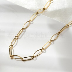 304 Stainless Steel Rhombus & Oval Link Chain Necklace&nbsp;BJEW-B072-03G