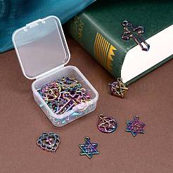 24Pcs 6 Style Rainbow Color Alloy Pendants&nbsp;FIND-LS0001-15MC