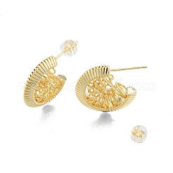 Brass Chunky C-shape Stud Earrings&nbsp;EJEW-P205-09G