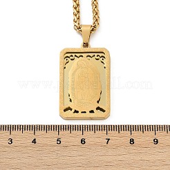 201 Stainless Steel Virgin Mary Pendant Wheat Chain Necklaces for Men&nbsp;NJEW-S387-09G-01