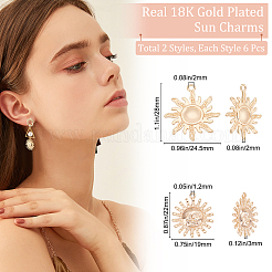 12Pcs 2 Style Brass Pendants&nbsp;KK-BBC0004-66