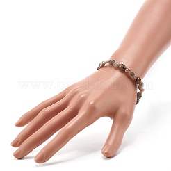 Natural Black Sunstone Nuggets Beads Stretch Bracelet for Her&nbsp;BJEW-JB06951-03