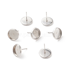 Tarnish Resistant 304 Stainless Steel Flat Round Stud Earring Settings&nbsp;STAS-I017-02