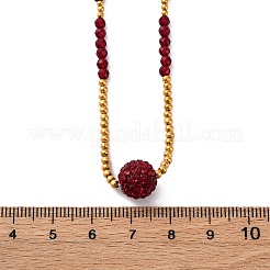 Polymer Clay Rhinestone Round Pendant Necklaces&nbsp;NJEW-U026-21G