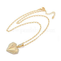 Brass Micro Pave Clear Cubic Zirconia Heart Pendant Necklaces&nbsp;NJEW-Q040-01G