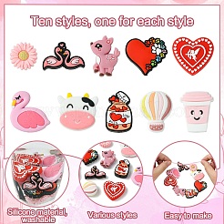 10Pcs 10 Styles Valentine's Day theme Food Grade Eco-Friendly Silicone Focal Beads&nbsp;SIL-YW0001-33