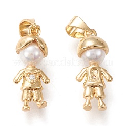Brass Micro Pave Clear Cubic Zirconia Pendants&nbsp;X-ZIRC-I045-02G