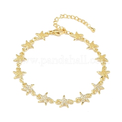 Brass Micro Pave Clear Cubic Zirconia Link Chain Bracelets for Women&nbsp;BJEW-A090-11E-G