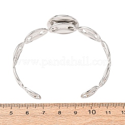 304 Stainless Steel Coffee Bean Chain Cuff Bracelet Blanks with Flat Round Bezel Settings&nbsp;SA-CBA4160-02C-P