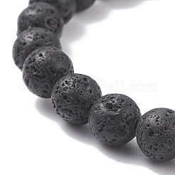 Natural Lava Rock Beaded Stretch Bracelet&nbsp;BJEW-TA00094