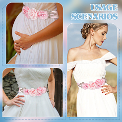 Rhinestone Flower with ABS Imitation Pearl Bridal Belt&nbsp;AJEW-WH0348-119A