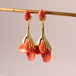 Flower Brass Resin Dangle Stud Earrings&nbsp;FS-WG7DC82-01
