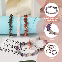 5Pcs 5 Style Natural Mixed Stone Chip Beads Stretch Bracelets for Women&nbsp;BJEW-FW0001-03