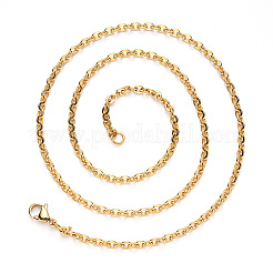 PVD Vacuum Plating 304 Stainless Steel Cable Chain Necklace&nbsp;NJEW-S420-004G