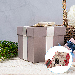 1 Roll Printed Polyester Imitation Burlap Ribbons&nbsp;OCOR-GO0001-08