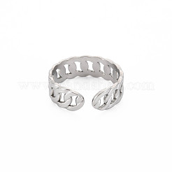 Non-Tarnish 304 Stainless Steel Curb Chain Open Cuff Ring for Women&nbsp;RJEW-S405-195P