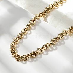 Ion Plating(IP) 304 Stainless Steel Rolo Chains Necklaces&nbsp;NJEW-F297-02G