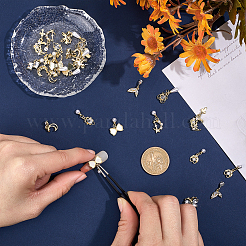 30Pcs 15 Styles Golden Brass Micro Pave Rhinestone Cabochons&nbsp;DIY-HY0002-56