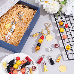 DIY Wood Sports Ball Beadable Keychain Jewelry Making Kits&nbsp;DIY-PH0023-91