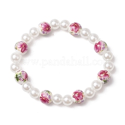 ABS Plastic Imitation Pearl Round Beads Stretch Bracelets for Women&nbsp;BJEW-JB11606-05