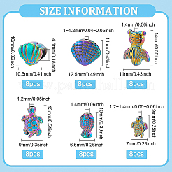 48Pcs 6 Style Rack Plating Rainbow Color Alloy Beads&nbsp;FIND-BC0002-75