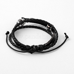 Adjustable Multi-Strand Leather Cord Bracelets&nbsp;X-BJEW-D423-03A