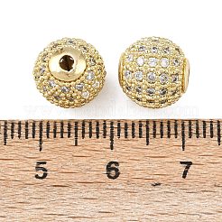 Round Brass Micro Pave Cubic Zirconia Beads&nbsp;ZIRC-N016-01G-10mm