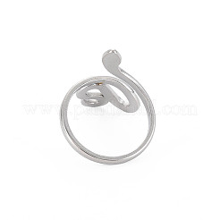 304 Stainless Steel Snake Wide Open Cuff Ring for Women&nbsp;X-RJEW-S405-226P