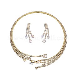 Alloy & Rhinestone Teardrop Earrings & Multi Layer Necklaces Sets for Women&nbsp;WG6BF78-02