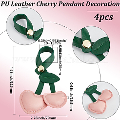 4Pcs PU Leather Cherry Pendant Decoration&nbsp;HJEW-BBC0001-14A