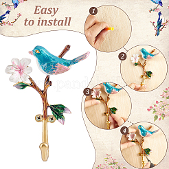 4Pcs Bird Zinc Alloy Enamel Wall Coat Rack Hooks&nbsp;AJEW-DR0003-10