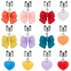 24Pcs 12 Styles Heart & Bowknot Resin Stethoscope Pendant Decorations&nbsp;HJEW-SP0001-58