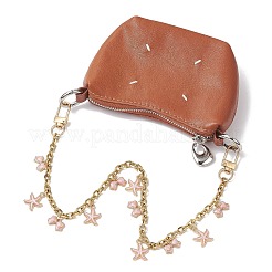 Alloy Enamel Pink Bowknot Tassel 304 Stainless Steel Cable Chain Bag Decorative Chains&nbsp;AJEW-BA00171-02