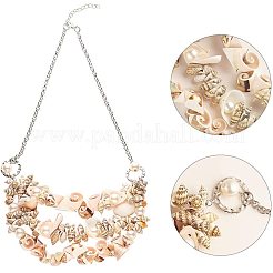 Shell Bib Statement Necklaces Set&nbsp;NJEW-PH0001-07