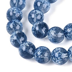 Transparent Half Spray Painted Glass Beads Strands&nbsp;LS-GLAA-Q110-02A-04
