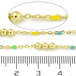 Brass Enamel Round Beaded Link Chain&nbsp;CHC-G022-07G-13