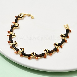 Brass Enamel Link Bracelets for Women&nbsp;BJEW-B149-03G