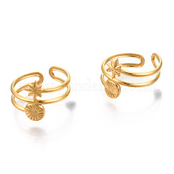 Ion Plating(IP) 304 Stainless Steel Star Cuff Ring&nbsp;RJEW-N038-111LG