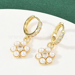 Brass Micro Pave Cubic Zirconia Hoop Earrings&nbsp;EJEW-S277-13G