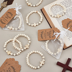 24Pcs Wood Round Beaded Stretch Bracelets&nbsp;BJEW-GO0001-41