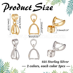 4Pcs 2 Colors 925 Sterling Silver Ice Pick Pinch Bails&nbsp;STER-ME0001-29