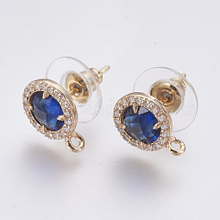 Faceted Glass Stud Earring Findings&nbsp;GLAA-F084-B